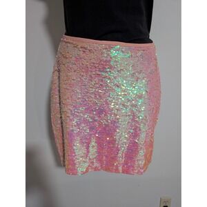 Dance & Marvel Pink Sequin Mini Skirt Sparkly Party Club Barbiecore Small